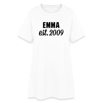 Emma est 2009 - Frauen T-Shirt-Kleid - Weiß - Vorne