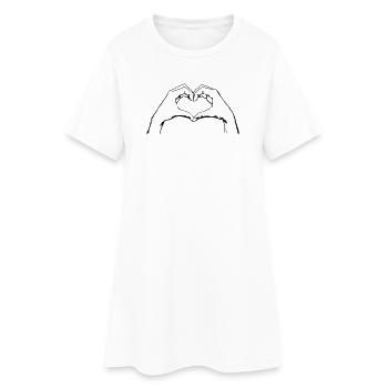 Finger Heart / Finger Herz / Love  Line Art Design - Frauen T-Shirt-Kleid - Weiß - Vorne