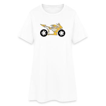 Moto Vélo Chopper Mobylette Roll - Robe T-shirt Femme - blanc - Devant