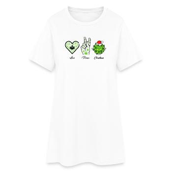 Love, Peace and Happiness / Merry Christmas - Frauen T-Shirt-Kleid - Weiß - Vorne