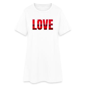 Love in Rot Streifen-Design - Frauen T-Shirt-Kleid - Weiß - Vorne