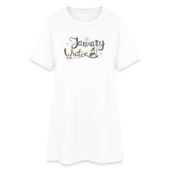 Bonhomme de neige d’hiver de janvier - Robe T-shirt Femme - blanc - Devant