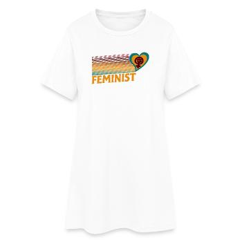 Feminist Heart Fist Rainbow - Women’s T-Shirt Dress - white - Front