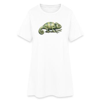 Mosaïque Caméléon - Géométrique pour fans de reptiles - Robe T-shirt Femme - blanc - Devant