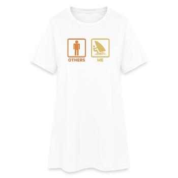 Silhouette bâton drôle de planche à voile - Robe T-shirt Femme - blanc - Devant