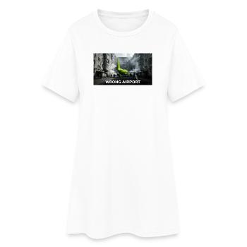 Mauvais aéroport - Mème drôle d’aviation - Robe T-shirt Femme - blanc - Devant