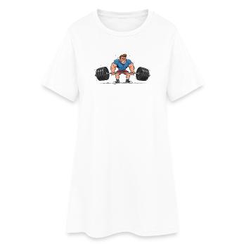 Comic Weightlifter – Strong Man Training - Women’s T-Shirt Dress - white - Front