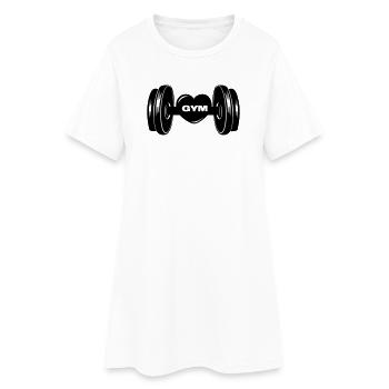 Fitness GYM Dumbbel Gewicht mit Herz - Frauen T-Shirt-Kleid - Weiß - Vorne