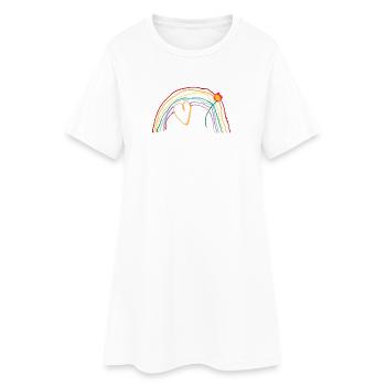 Regenbogen mit Herz und Blume - Frauen T-Shirt-Kleid - Weiß - Vorne