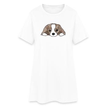 Hund - Frauen T-Shirt-Kleid - Weiß - Vorne