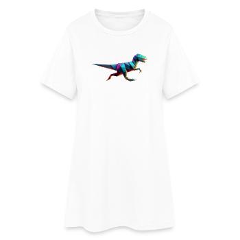 dinosaure raptor t-rex origami géométrique 3d - Robe T-shirt Femme - blanc - Devant