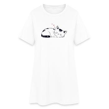 Stuffy sleeping cat - Women’s T-Shirt Dress - white - Front