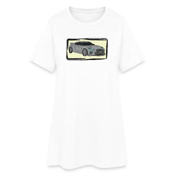 Sportwagen Neon Silhouette - Frauen T-Shirt-Kleid - Weiß - Vorne