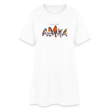 Oiseaux sur une branche – un motif coloré de la nature - Robe T-shirt Femme - blanc - Devant
