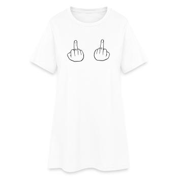 Mittelfinger, doppelter Stinkefinger - Frauen T-Shirt-Kleid - Weiß - Vorne
