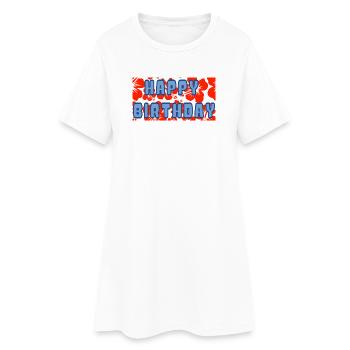 JAHRESTAG. ALLES GUTE ZUM GEBURTSTAG. ALLES GUTE ZUM GEBURTSTAG. - Frauen T-Shirt-Kleid - Weiß - Vorne