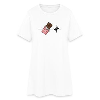Le chocolat est ma vie, battement de cœur, amour chocolaté - Robe T-shirt Femme - blanc - Devant