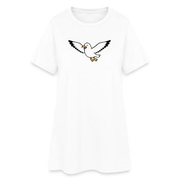 Cheerful cartoon seagull in flight - Women’s T-Shirt Dress - white - Front