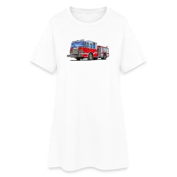 Fire engine with which everyone wants to go to the scene - Women’s T-Shirt Dress - white - Front