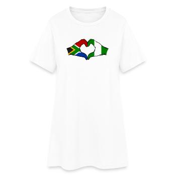 Afrique du Sud Nigeria Drapeau Mains Coeur Forme - Robe T-shirt Femme - blanc - Devant