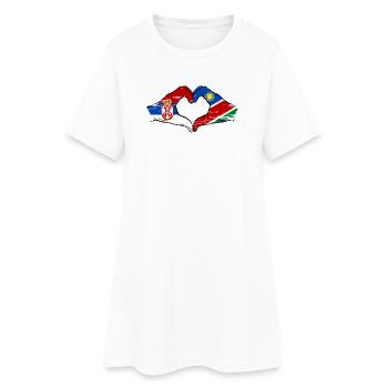Serbie Namibie Drapeau Coeur utilisé - Robe T-shirt Femme - blanc - Devant