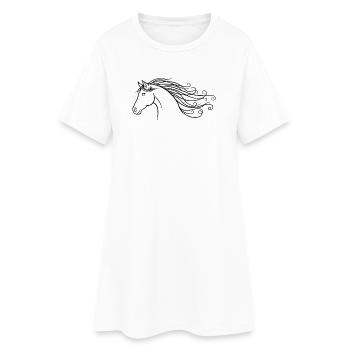 Cheval de cheval de cheval à silhouette minimaliste - Robe T-shirt Femme - blanc - Devant