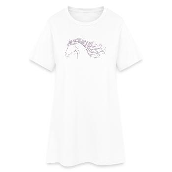 Semelle minimaliste de cheval à cheval en silhouette - Robe T-shirt Femme - blanc - Devant