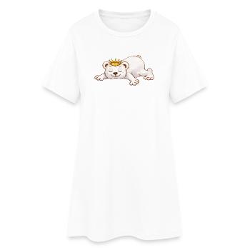 Ours endormi avec couronne – Motif d’animal mignon - Robe T-shirt Femme - blanc - Devant