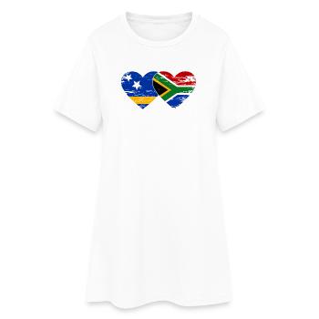 Drapeau de Curaçao Afrique du Sud Mains Forme de cœur - Robe T-shirt Femme - blanc - Devant