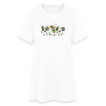 Blumen - Frauen T-Shirt-Kleid - Weiß - Vorne