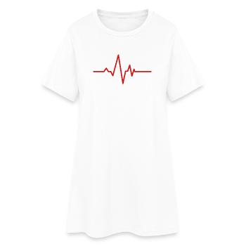 Herzschlag-Kardiogramm - Frauen T-Shirt-Kleid - Weiß - Vorne