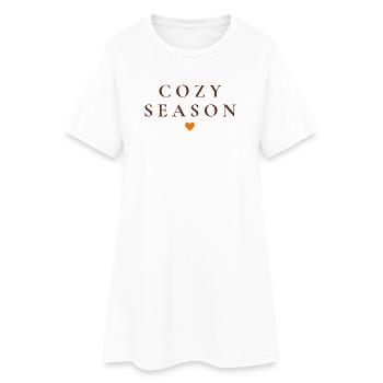 Cozy Season | Schlichtes Herbst Design - Frauen T-Shirt-Kleid - Weiß - Vorne