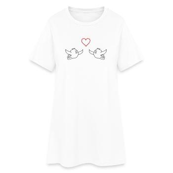 Birds In Love - Women’s T-Shirt Dress - white - Front