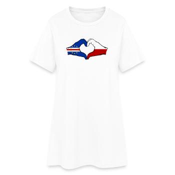 Drapeau du Cap-Vert Pologne Mains en forme de cœur - Robe T-shirt Femme - blanc - Devant