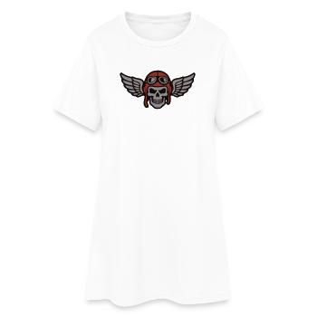 Logo de l’aile de crâne de motard - Robe T-shirt Femme - blanc - Devant