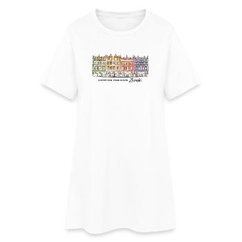 Zamosc in Polen, Fassaden am Markt, Handzeichnung - Frauen T-Shirt-Kleid - Weiß - Vorne