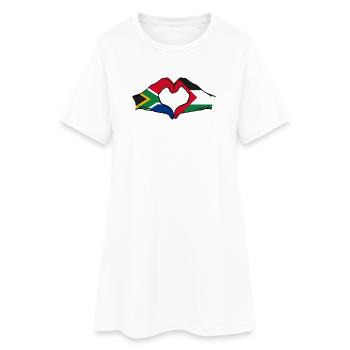Afrique du Sud Palestine drapeau mains en forme de coeur - Robe T-shirt Femme - blanc - Devant