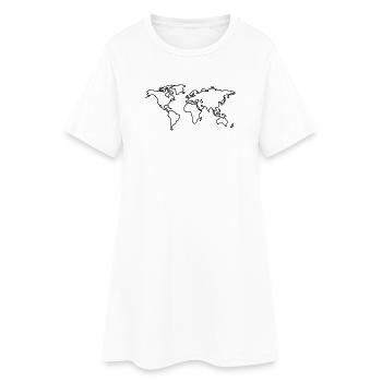 Carte du monde en lignes - Robe T-shirt Femme - blanc - Devant