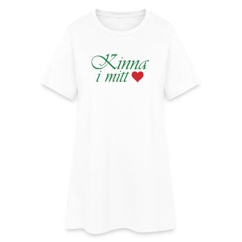 Femme au centre – Calligraphie verte avec cœur - Robe T-shirt Femme - blanc - Devant
