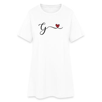 Letter G with Heart Monogram Initials - Women’s T-Shirt Dress - white - Front