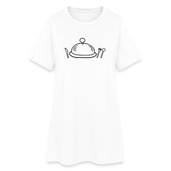 Cloche and cutlery silhouette - Women’s T-Shirt Dress - white - Front