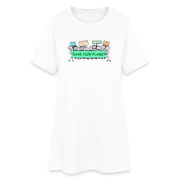 Protest logo climate change - Women’s T-Shirt Dress - white - Front