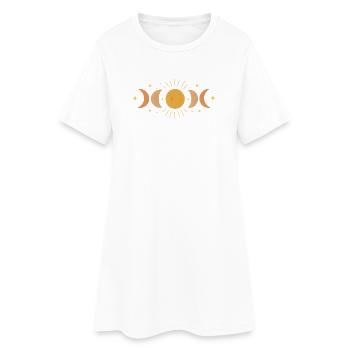 Faceted moon phase cover for night adventures - Women’s T-Shirt Dress - white - Front