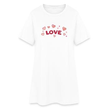 Amour et Cœurs Doux Dessin Animé - Robe T-shirt Femme - blanc - Devant