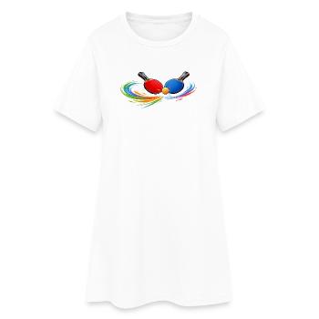 Tischtennis Schläger Shirt Ping Pong Sport - Frauen T-Shirt-Kleid - Weiß - Vorne