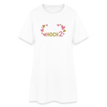 Hoch 2 Herz Zwillinge Zweifache Mutter - Frauen T-Shirt-Kleid - Weiß - Vorne