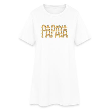 Papaya-Typografie - Frauen T-Shirt-Kleid - Weiß - Vorne