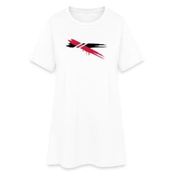 deux bandes de couleur avec des bandes horizontale - Robe T-shirt Femme - blanc - Devant