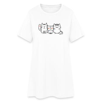 Chats, amis - Robe T-shirt Femme - blanc - Devant