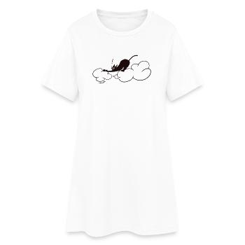 Adorable Chat noir sur les nuages Illustration minimale de chat - Robe T-shirt Femme - blanc - Devant